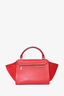 Celine Red Leather Medium 'Trapeze' Top Handle with Strap