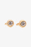 Celine Vintage Gold Round Charm Earrings With Dimond