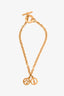 Celine Vintage Gold Toned Toggle Closure Charm Chain Necklace