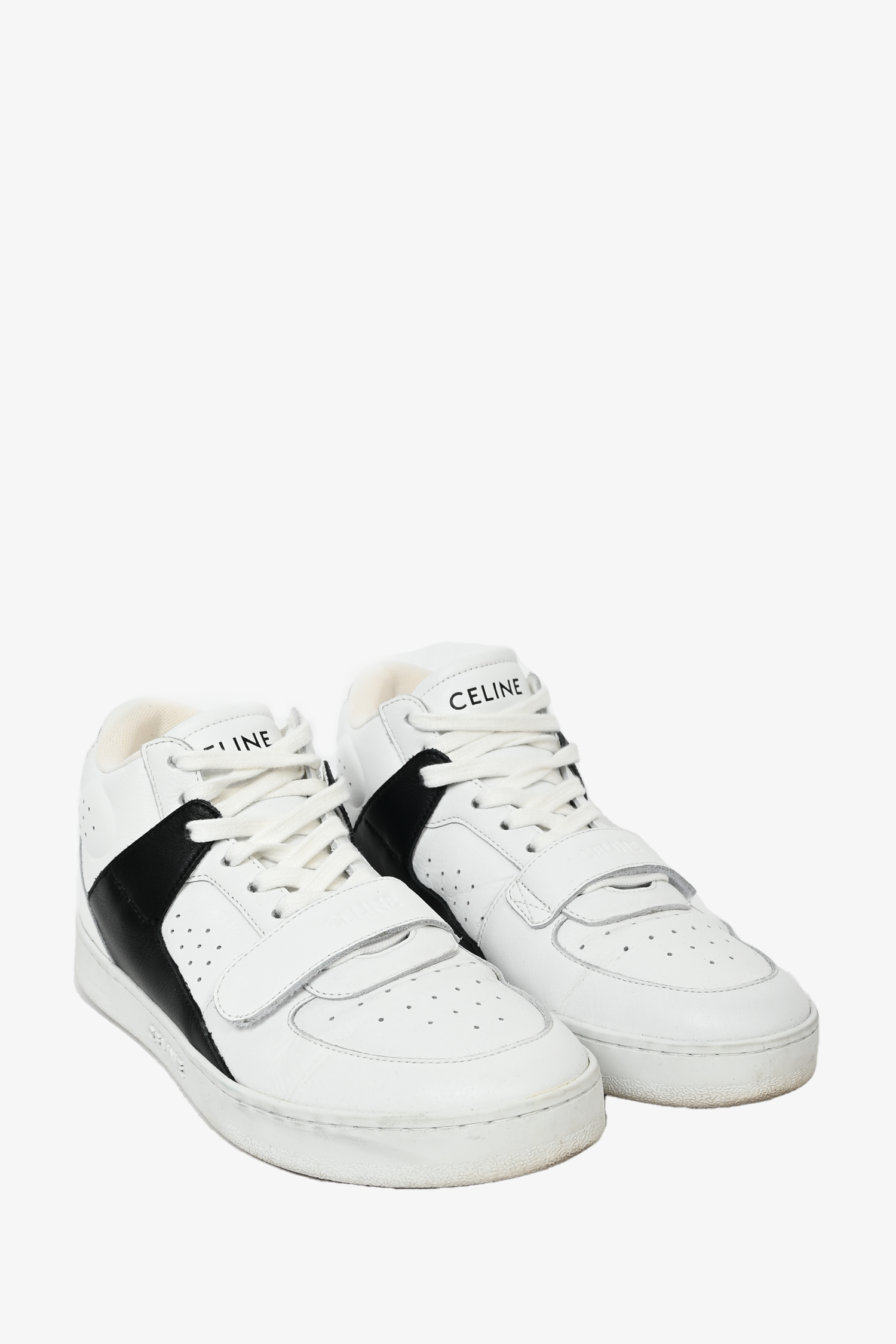 Celine White/Black Leather 'CT-02' Mid Sneakers Size 38 Celine White/Black Leather 'CT-02' Mid Sneakers Size 38