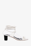 Celine White Leather Lace Up Block Heel Sandals Size 39