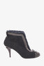 Chanel Black Tweed and Patent Rounded Cap Top Heels Size 38.5