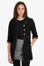 Pre-loved Chanel™ 07P Black Tweed Pearl Button Long Jacket Size 38