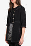 Chanel 07P Black Tweed Pearl Button Long Jacket Size 38