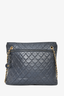 Chanel 1980s Vintage Navy Lambskin Quilted Tote GHW