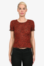 Chanel 1998 Red/Brown Mohair Blend S/S CC Top sz 38