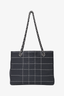 Chanel 2002/03 Black/White Contrast Stitch Leather Square Tote Bag