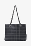 Pre-loved Chanel™ 2002/03 Black/White Contrast Stitch Leather Square Tote Bag