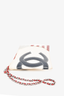 Pre-loved Chanel™ 2002 Cream/Navy/Red Fabric/Leather CC Pouch On Chain