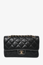 Chanel 2003-04 Black/White Lambskin Medium Classic Flap Shoulder Bag