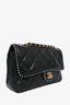 Pre-loved Chanel™ 2003-04 Black/White Lambskin Medium Classic Flap Shoulder Bag