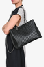 Chanel 2005/06 Black Leather Vertical Contrast Stitch Tote (As Is)