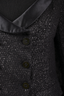 Chanel 2005 Black Tweed Satin Lapel Blazer with Cream Satin Cuffs Size 38