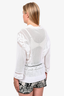 Chanel 2005 White Crochet Knit 3/4 Sleeve Top Size 36
