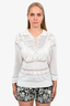 Chanel 2005 White Crochet Knit 3/4 Sleeve Top Size 36
