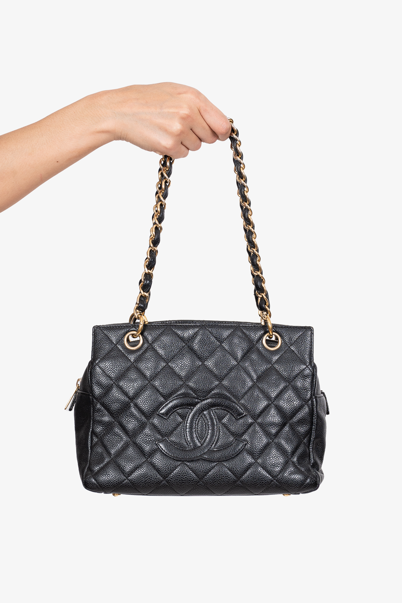 Chanel Timeless Black Caviar Leather CC Boston Duffle Bag with Strap 6cc62