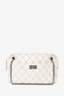 Chanel 2008/09 White Leather Reissue Camera Bag With Purple Contrast Stitching