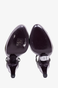 Chanel 2008 Burgundy/Olive Patent Leather Slingback Pumps Size 39.5