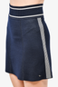 Chanel 2008 Runway Navy/White Knit Silk/Cashmere Knit Mini Skirt Size 36