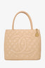 Chanel 2011 Beige Caviar Quilted Medallion Tote Bag