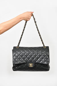 Black Quilted Westminster Embellished Imitation Pearl Chain Medium Flap Bag  Gold Hardware, 2015