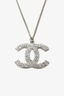 Chanel 2011 Silver Tone Crystal Studded CC Logo Necklace