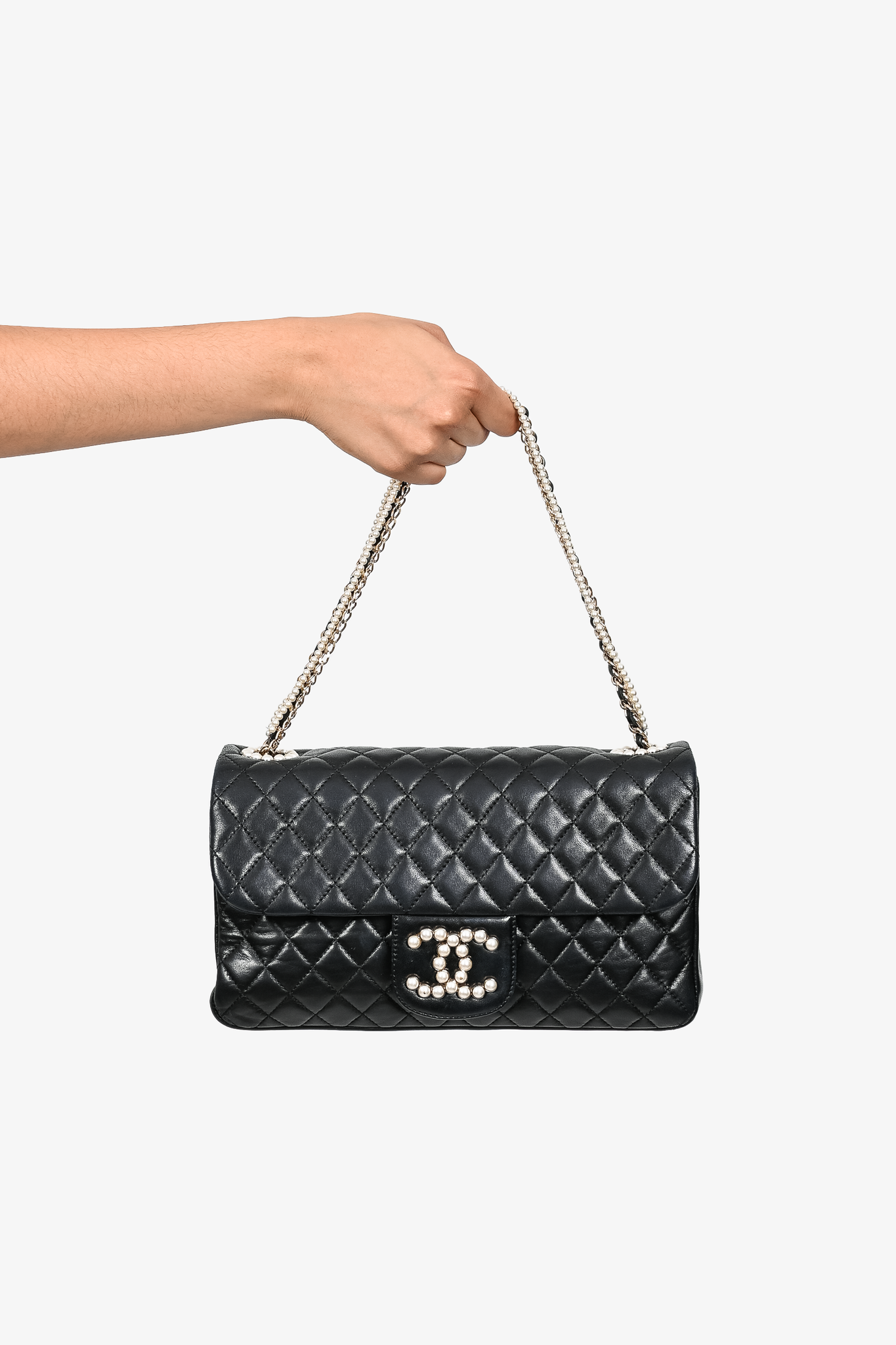 2012 Chanel Red, Black and White Quilted Lambskin Classic Single
