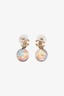 Chanel 2012 Gold Textured CC Stud Earrings with Iridescent Resin Drop