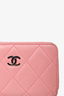 Pre-loved Chanel™ 2013/14 Pink Lambskin Zipper Card Wallet