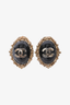 Pre-loved Chanel™ 2013 Gold Toned/Black CC Logo Earrings