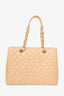 Chanel 2014 Beige Caviar Leather Grand Shopping Tote