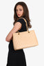 Chanel 2014 Beige Caviar Leather Grand Shopping Tote