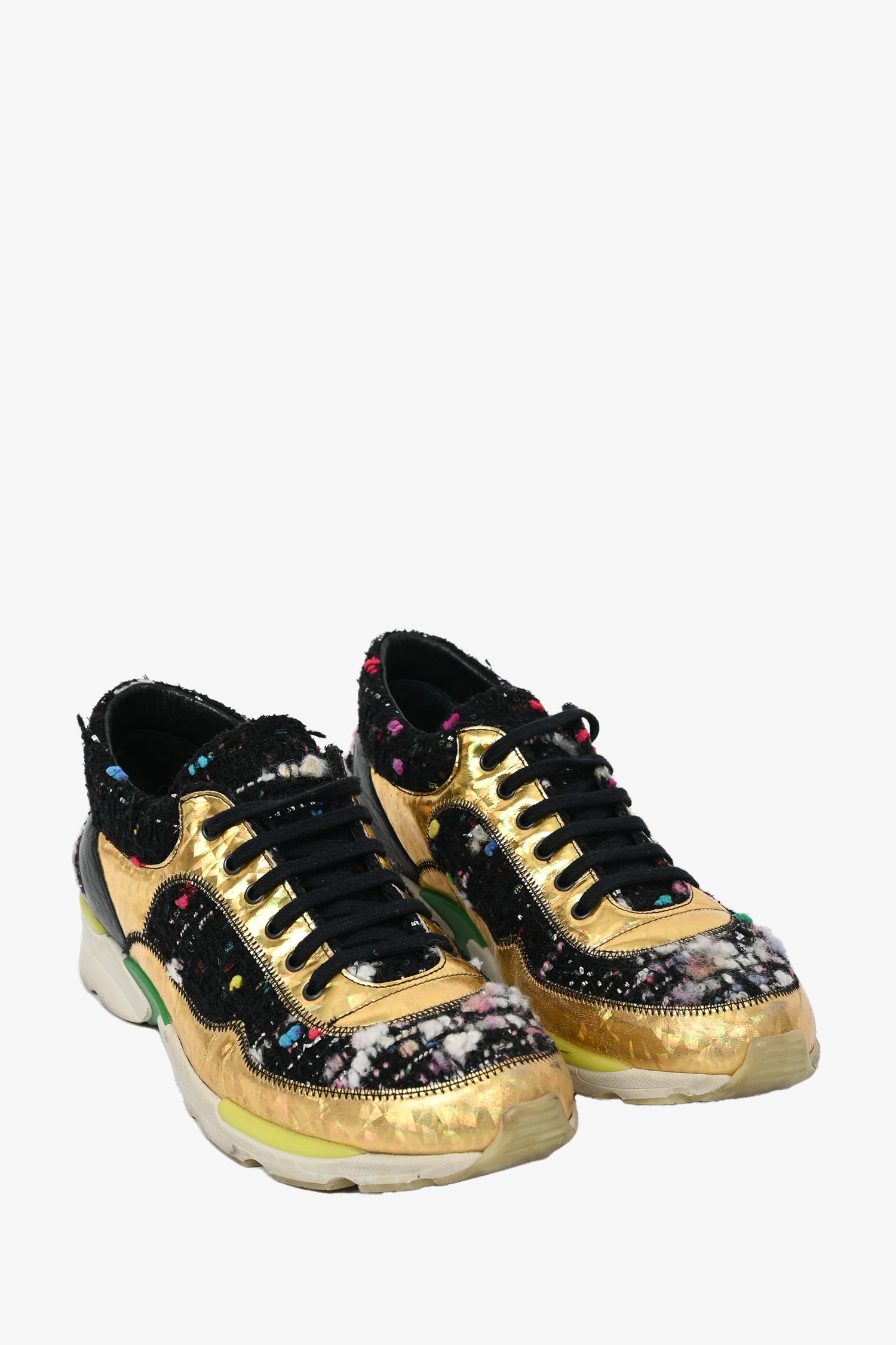 chanel black and gold sneakers