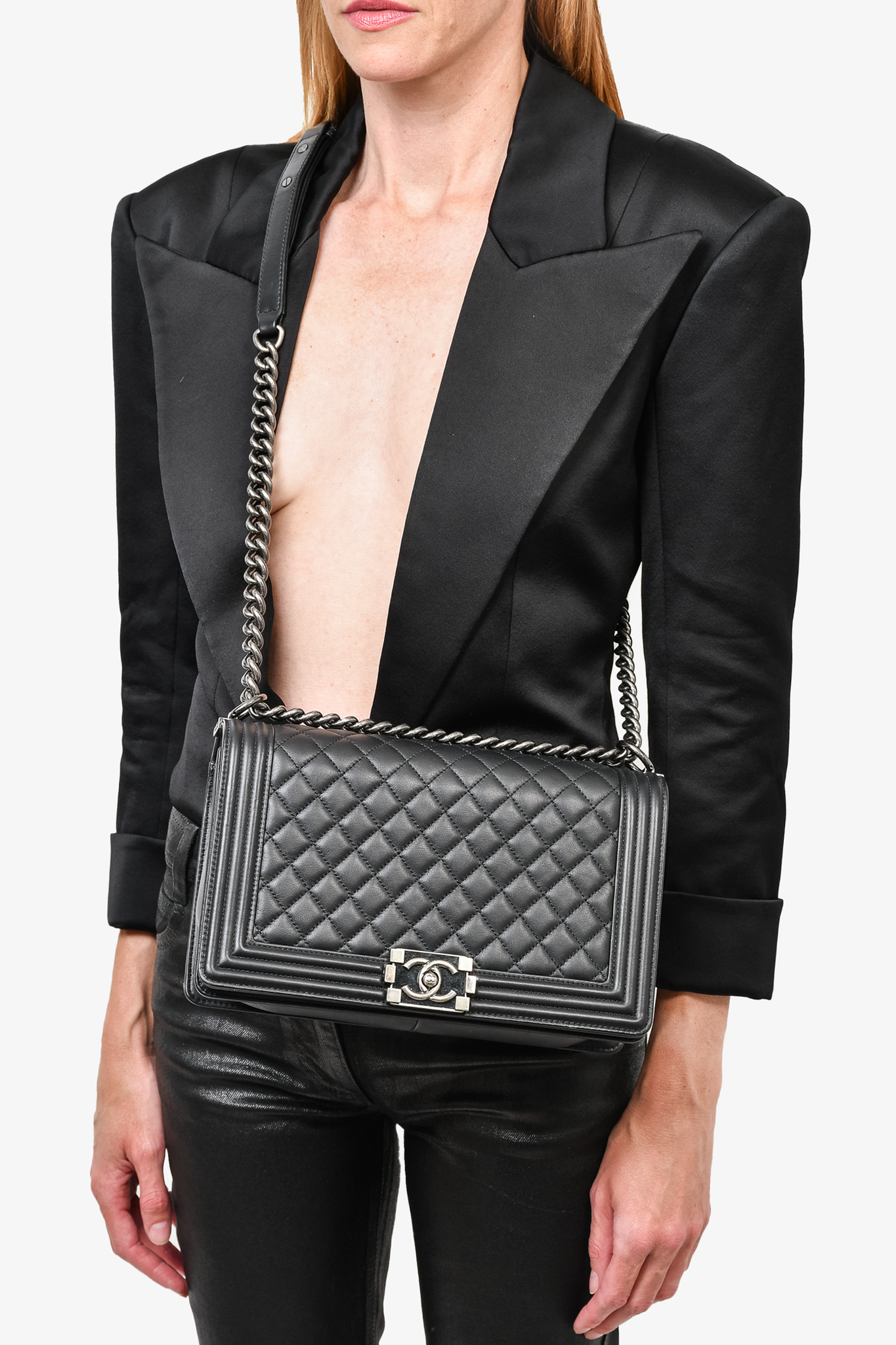 Chanel 2014 Black Caviar Leather New Medium Boy Bag SHW – Mine & Yours