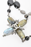 Chanel 2014 Black Multi Stone/Faux Pearl CC Stone Clover Pendant Necklace
