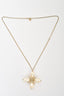 Chanel 2014 Gold Toned Large Faux Pearl Clover CC Pendant Necklace