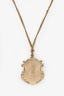 Chanel 2014 Gold Toned Paris-Dallas Badge Logo Necklace
