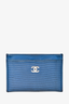 Pre-loved Chanel™ 2016/17 Blue Lizard Leather CC Card Holder