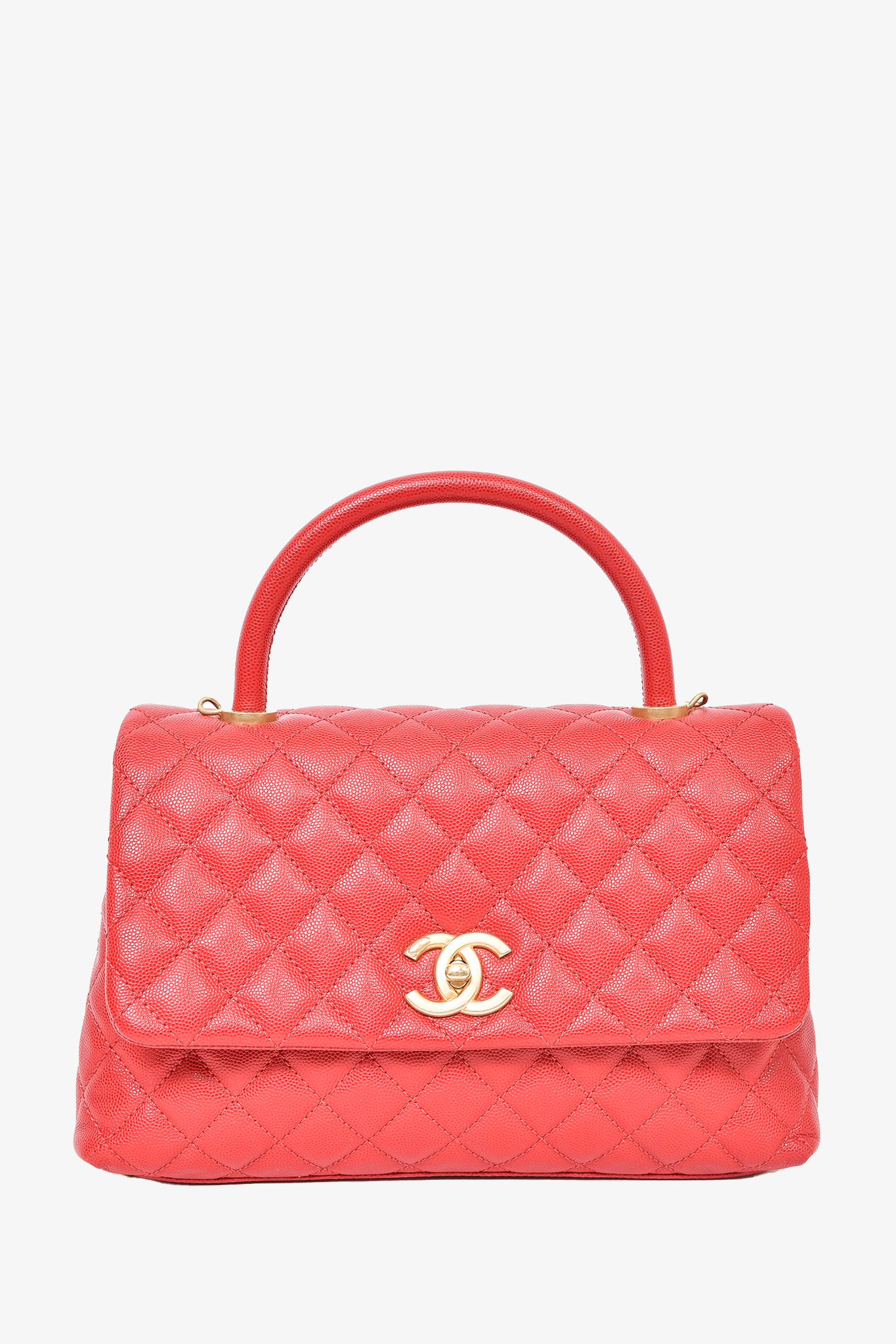 Chanel 2017/18 Red Caviar Leather Small Coco Top Handle