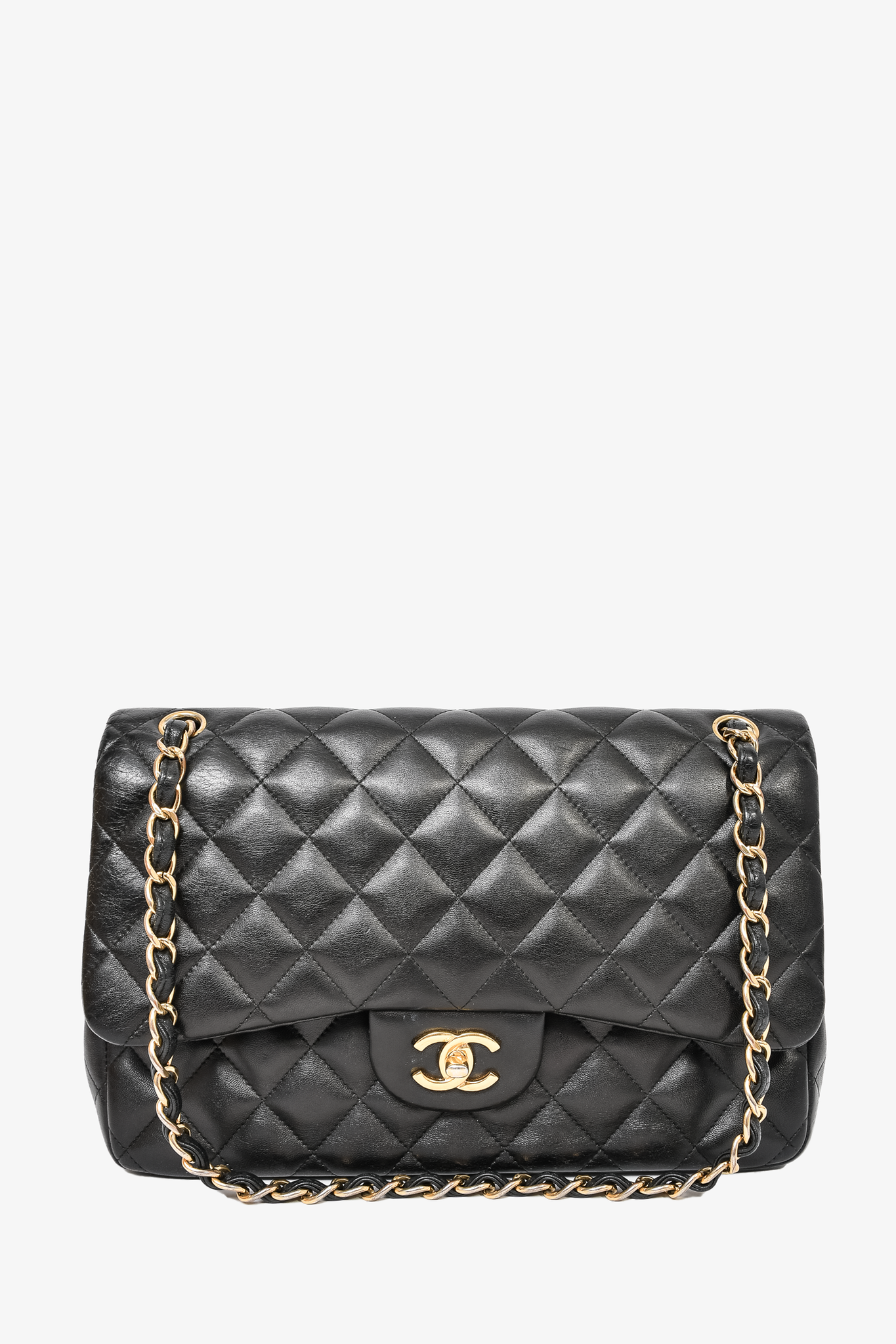 Chanel Medium Double Flap Striped Patent Leather Bag