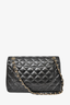 Pre-loved Chanel™ 2018 Black Lambskin Leather Jumbo Double Flap Shoulder Bag GHW