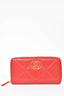 Pre-loved Chanel™ 2020 Red Lambskin '19' Long Zip Wallet