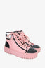 Pre-loved Chanel™ 2021 Black/Pink Leather CC Logo High-Top Sneakers Size 37