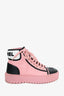 Pre-loved Chanel™ 2021 Black/Pink Leather CC Logo High-Top Sneakers Size 37