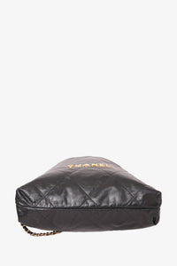 Chanel 2022 Black Shiny Calfskin 22 Backpack