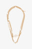 Pre-loved Chanel™ 2022 Gold Toned Double Chain Necklace with Faux Pearl Stations