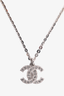 Pre-loved Chanel™ 2022 Silver Toned Crystal CC Necklace