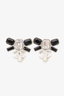 Pre-Loved Chanel™ 2023-24FW Silver Tone Crystal/Pearl Bow CC Earrings