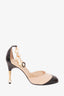 Chanel Beige Pearl Embellished Ankle Strap Heels Size 35.5