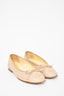 Pre-loved Chanel™ Beige Quilted Calfskin CC Cap Toe Flats Size 35